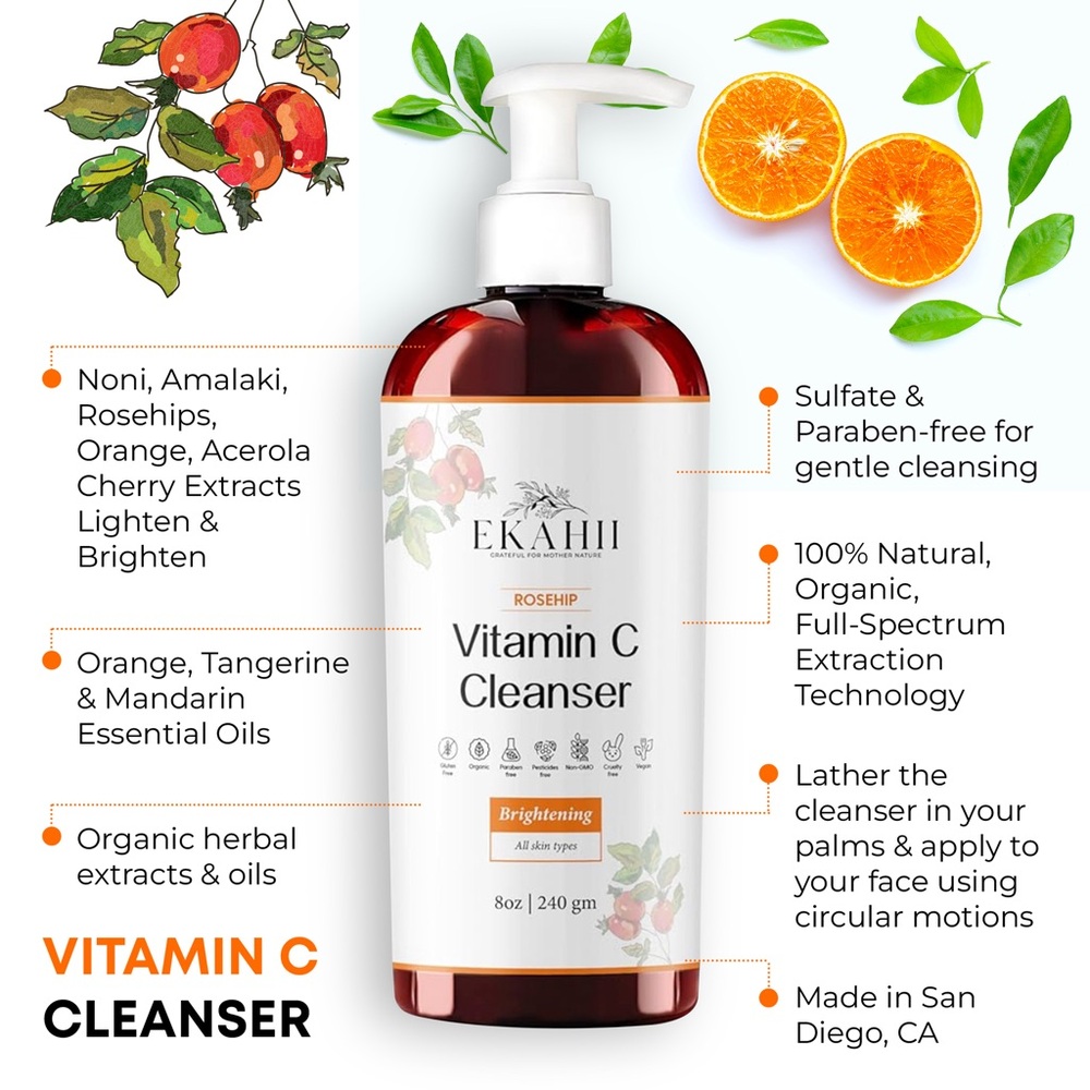 EKAHII Vitamin C Rose-Hip GEL Cleanser antioxidant cleanser brightens GENTLE